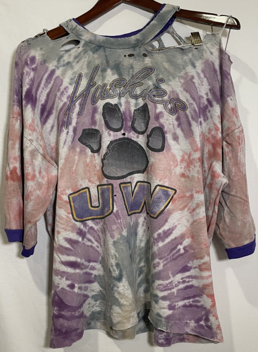 Huskies University of Washington Distressed Furst Of A Kind T-Shirt Tie-Dye - XL